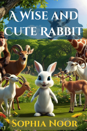 The cover of a children's storybook depicts a wise and cute rabbit standing in a forest with other animals.