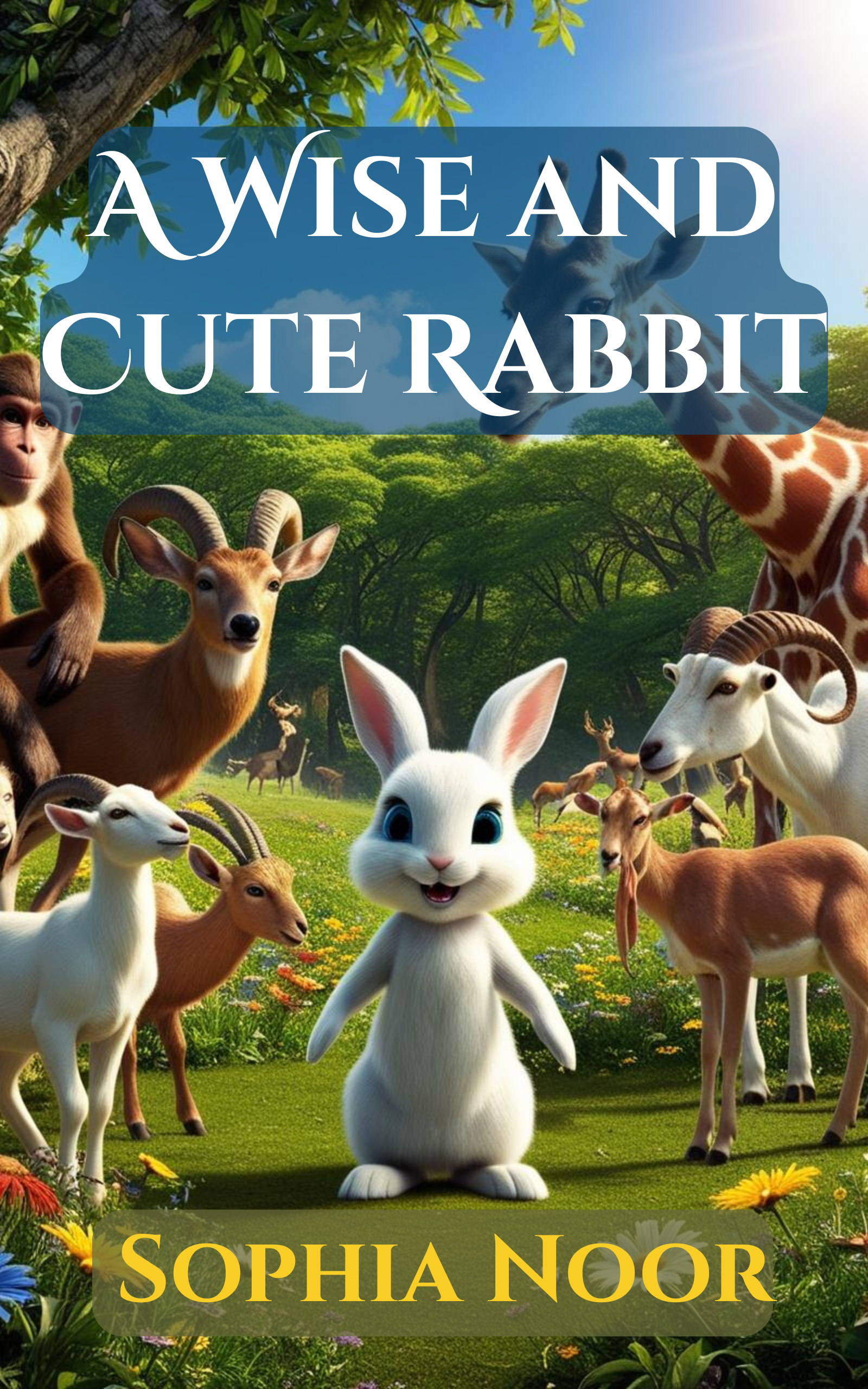 The cover of a children's storybook depicts a wise and cute rabbit standing in a forest with other animals.