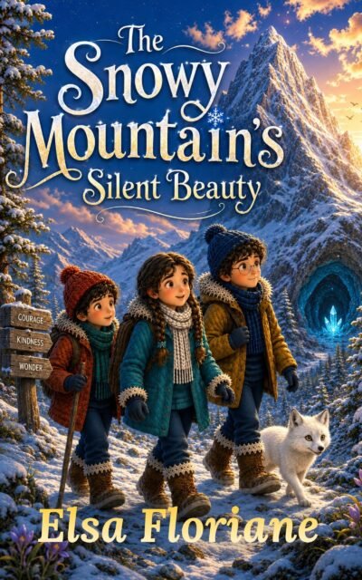 This image represents the storybook title "The Snowy Mountain’s Silent Beauty."