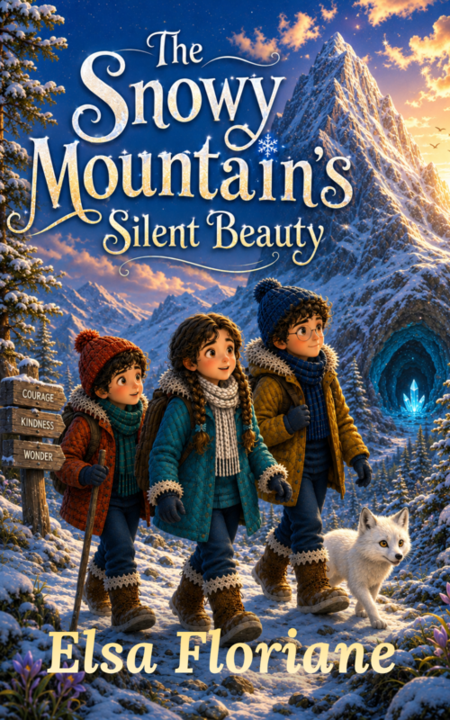 This image represents the storybook title "The Snowy Mountain’s Silent Beauty."